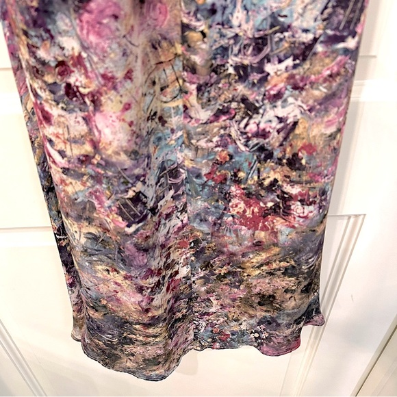 Haute Hippie 100% silk floral abstract midi high low dress - Picture 8 of 10